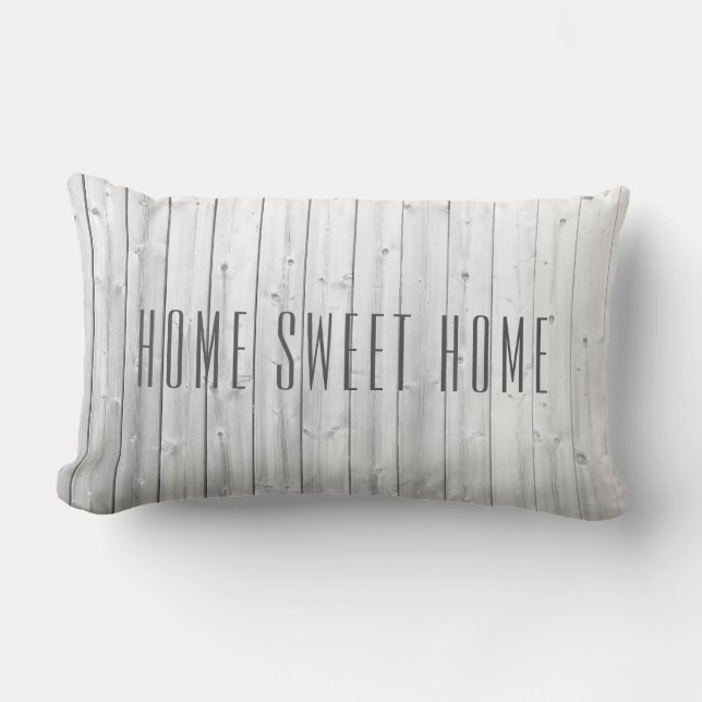 Rustic shiplap driftwood pattern Home Sweet Home Lumbar Pillow (Front)