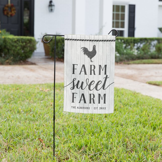 Rustic Shiplap Farm Sweet Farm Personalized Garden Flag (Creator Uploaded)
