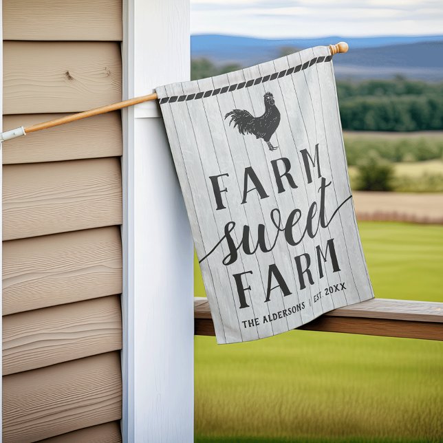 Rustic Shiplap Farm Sweet Farm Personalized House Flag (Creator Uploaded)