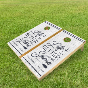 Rustic Shiplap Life Is Better At The Shore Cornhole Set