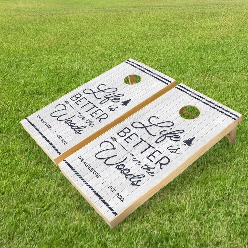Rustic Shiplap Life Is Better In The Woods Cornhole Set