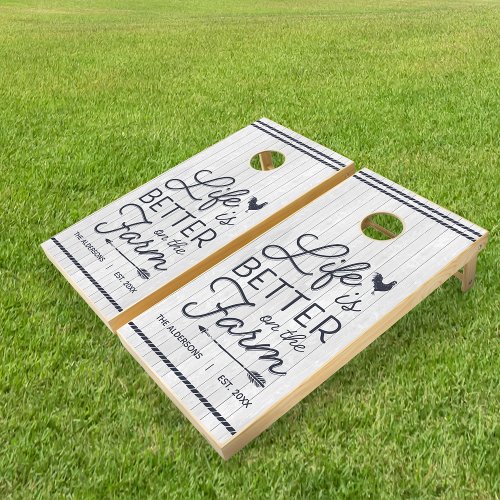 Rustic Shiplap Life Is Better On The Farm Cornhole Set