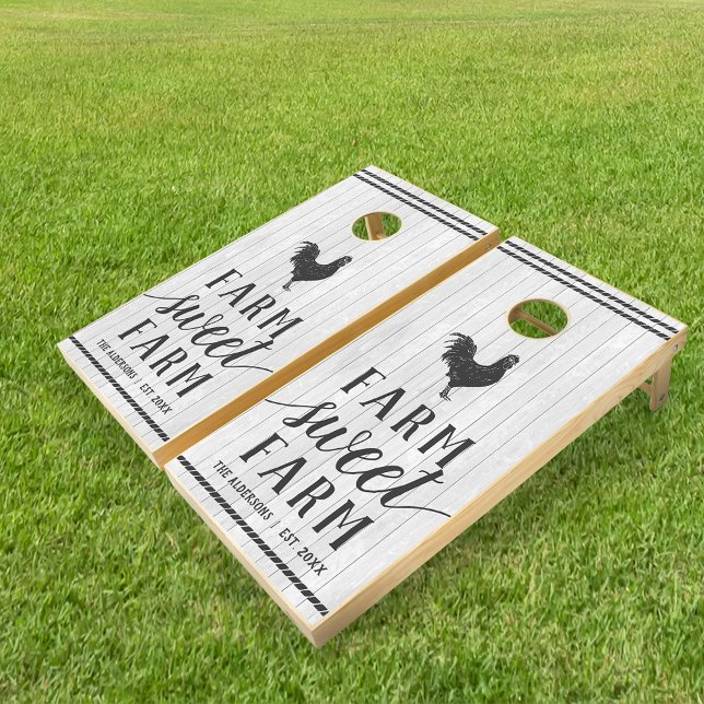Rustic Shiplap Personalized Farm Sweet Farm Cornhole Set (Creator Uploaded)