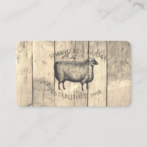 Rustic Shiplap Sheep Barn Wood Custom Farm Logo Business Card