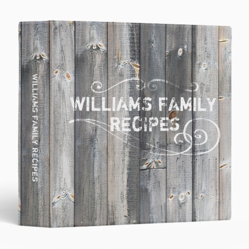 Rustic Shiplap Wood Boards Family Recipe 3 Ring Binder