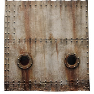 Rustic Shipwreck Metal Rivets Texture Shower Curtain