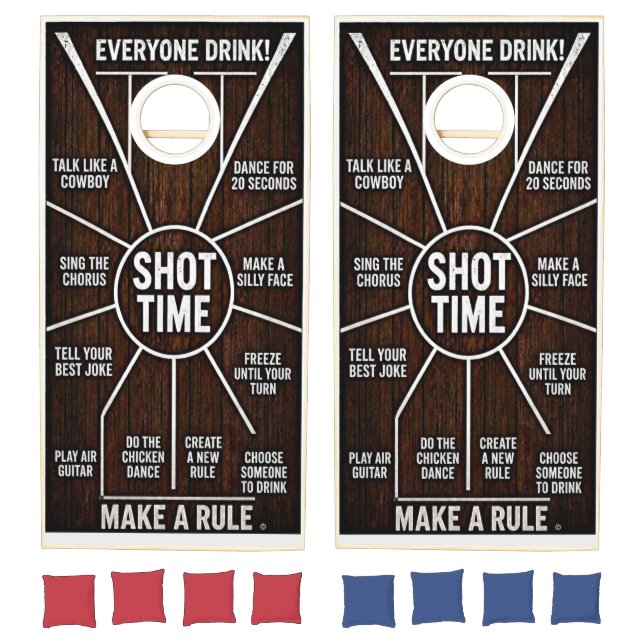 Rustic Shot Time Cornhole Wrap Set | Funny  (Set)