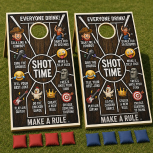 Rustic Shot Time Cornhole Wrap Set Funny