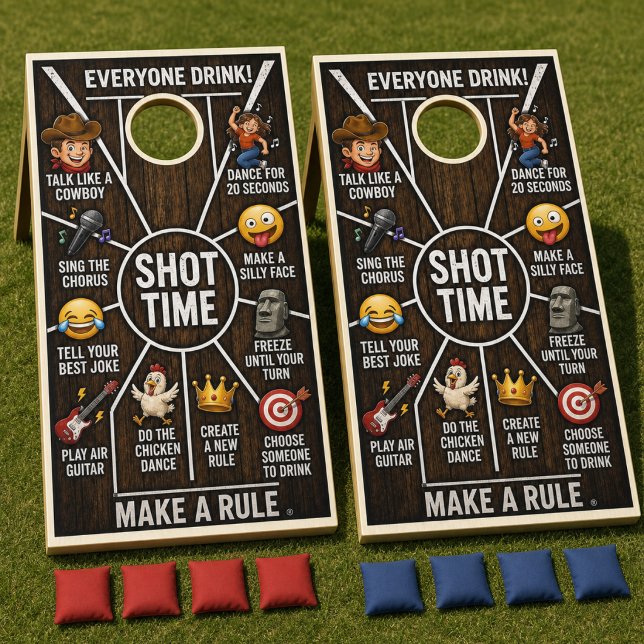Rustic Shot Time Cornhole Wrap Set | Funny  (Creator Uploaded)