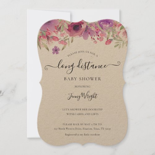 Rustic Shower By Mail Long Distance Floral Invitation