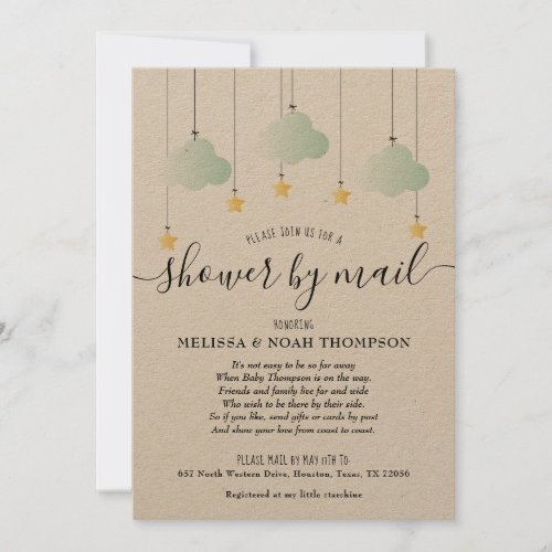 Rustic Shower By Mail Long Distance Neutral Baby Invitation