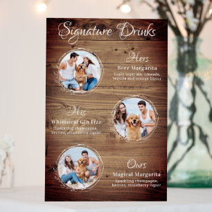 Rustic Signature Drinks 3 Photo Dog Pet Wedding Foam Board