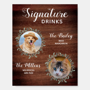 Rustic Signature Drinks Cocktail Bar Pet Wedding  Foam Board