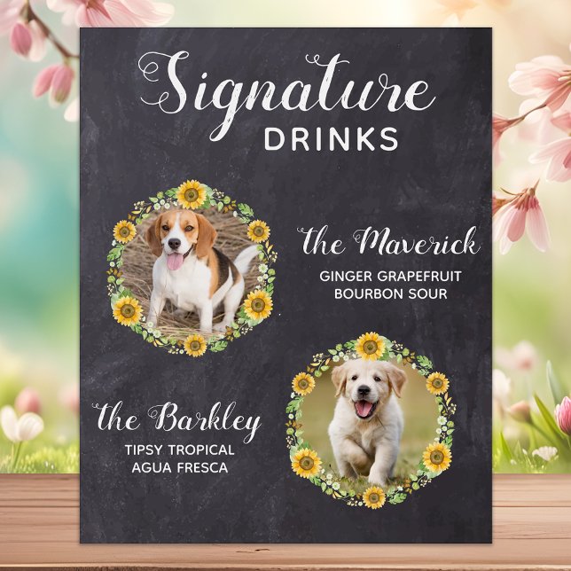 Rustic Signature Drinks Floral Pet Wedding Dog Bar Foam Board (Creator Uploaded)