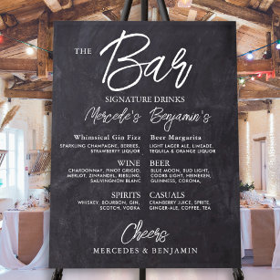 Rustic Signature Drinks Menu Custom Wedding Bar Foam Board