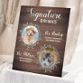 Rustic Signature Drinks Pet Photo Dog Wedding Bar Pedestal Sign