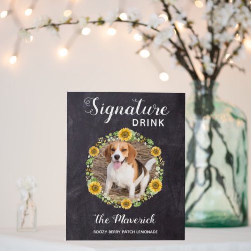 Rustic Signature Drinks Photo Pet Wedding Dog Bar  Foam Board