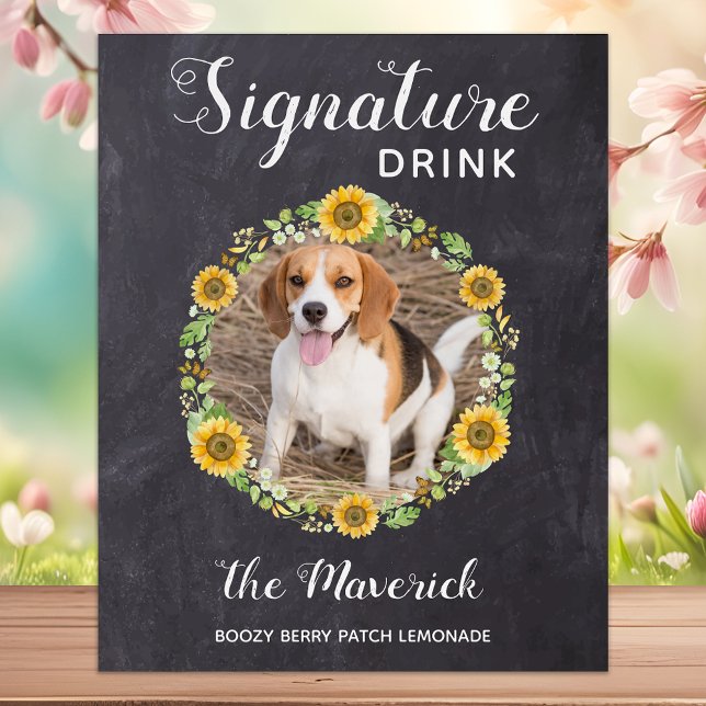 Rustic Signature Drinks Photo Pet Wedding Dog Bar  Foam Board (Creator Uploaded)