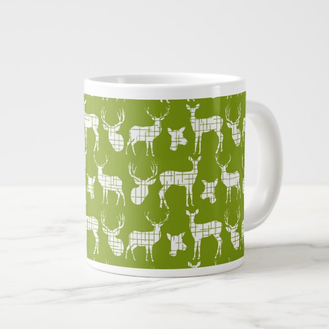 Rustic Silhouette Deer on Green Specialty Mug (Front Right)