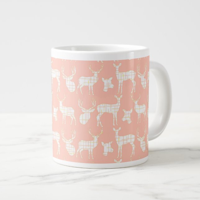 Rustic Silhouette Deer on Pink Specialty Mug (Front Right)