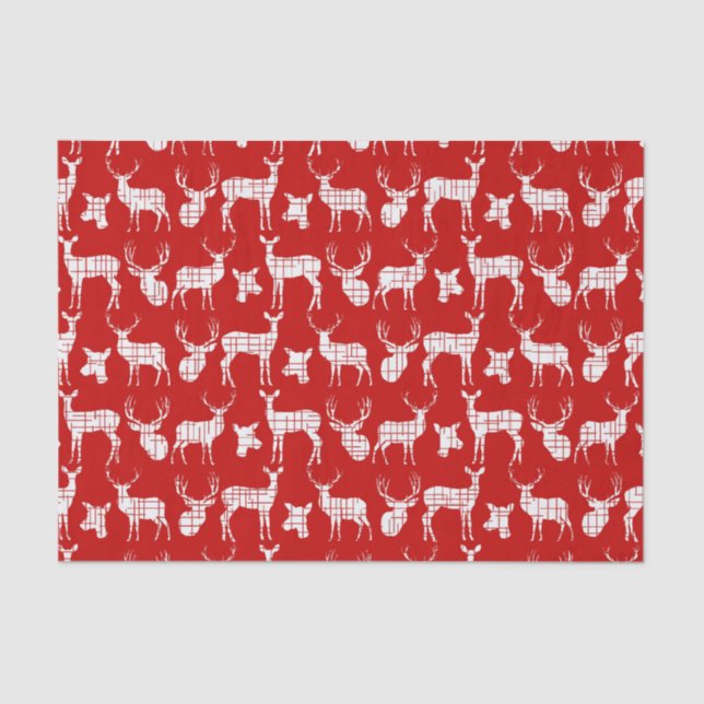 Rustic Silhouette Deer on Red Tissue Paper (Front)