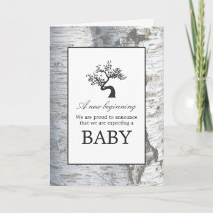 Rustic Silver Birch Tree Baby Announcement
