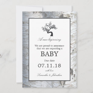 Rustic Silver Birch Tree Baby Announcement