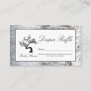 Rustic Silver Birch Tree Baby Diaper Raffle Ticket Enclosure Card