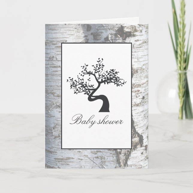 Rustic Silver Birch Tree Baby Shower Invitation (Front)