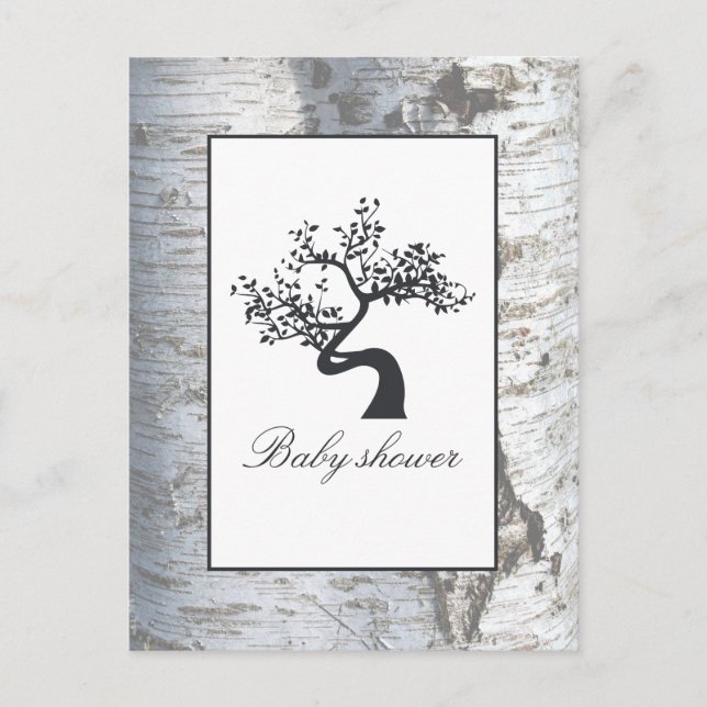 Rustic Silver Birch Tree Baby Shower Invitation (Front)