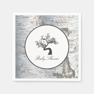 Rustic Silver Birch Tree Baby Shower Paper Napkins