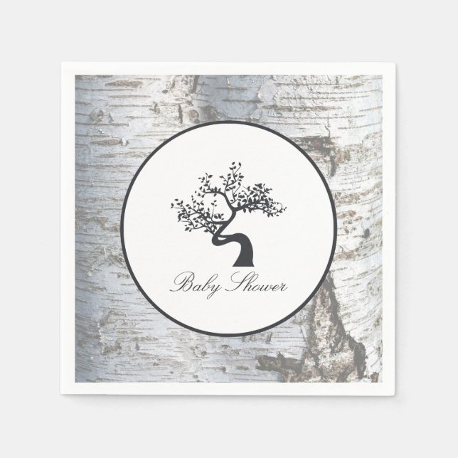 Rustic Silver Birch Tree Baby Shower Paper Napkins (Front)