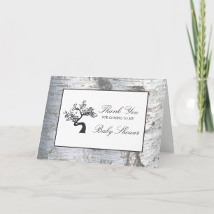 Rustic Silver Birch Tree Baby Shower Thank You Card