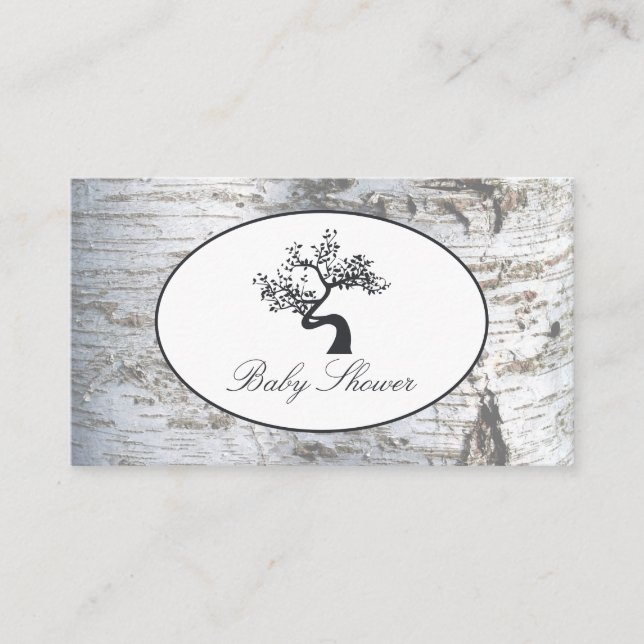 Rustic Silver Birch Tree Baby Shower Ticket Invite (Front)