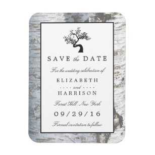 Rustic Silver Birch Tree Save The Date Magnet