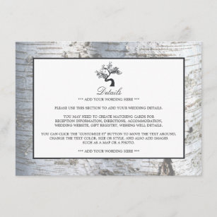 Rustic Silver Birch Tree Wedding Detail Enclosure Card