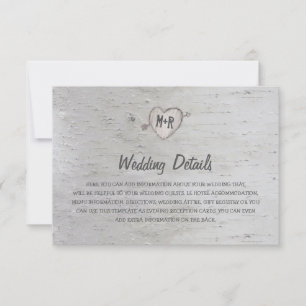 Rustic Silver Birch Tree Wedding Details Invitation