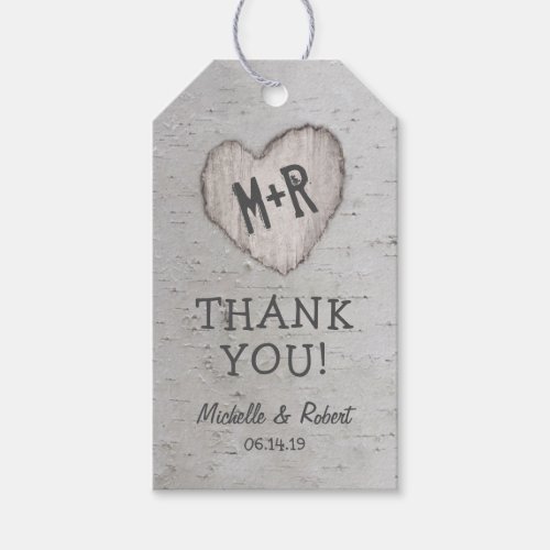 Rustic Silver Birch Tree Wedding Favor Thank You Gift Tags