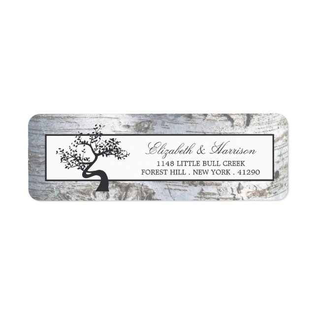 Rustic Silver Birch Tree Wedding Label (Front)
