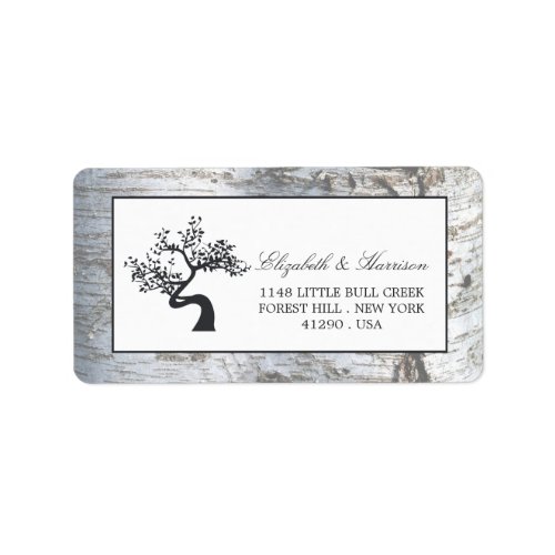 Rustic Silver Birch Tree Wedding Label