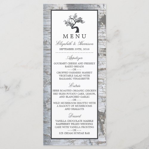 Rustic Silver Birch Tree Wedding Menu