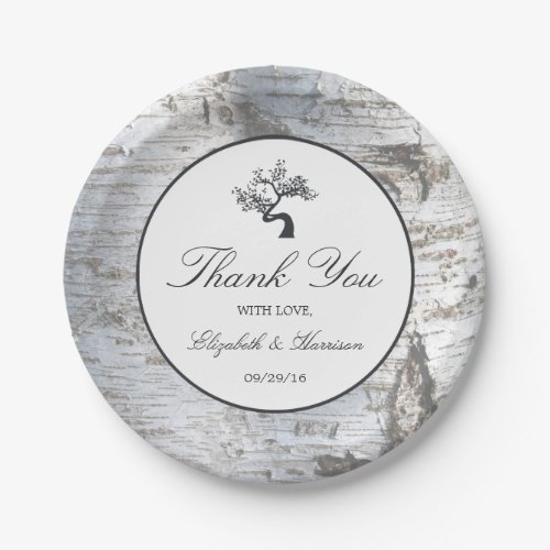 Rustic Silver Birch Tree Wedding Paper Plates