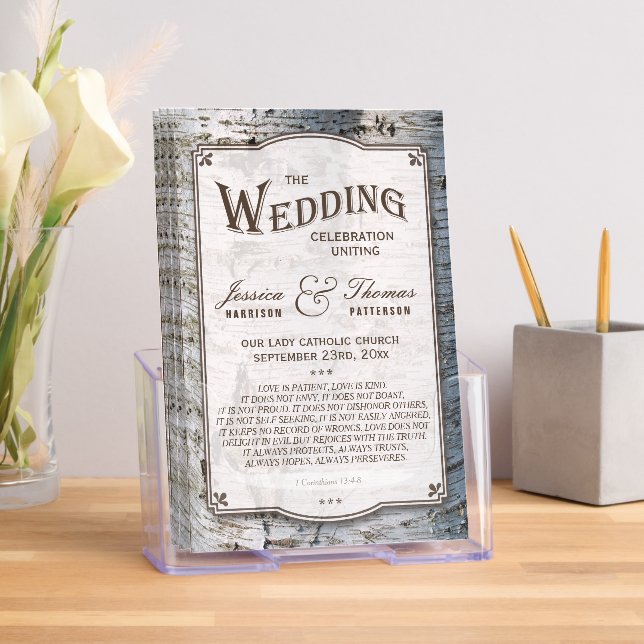 Rustic Silver Birch Tree Wedding Program Brochure (Insitu)