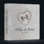 Rustic Silver Birch Tree Wedding Story Album 3 Ring Binder<br><div class="desc">Rustic country wedding album featuring a silver birch tree with a carved heart,  your initials,  your names and wedding date.</div>