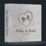Rustic Silver Birch Tree Wedding Story Album 3 Ring Binder<br><div class="desc">Rustic country wedding album featuring a silver birch tree with a carved heart,  your initials,  your names and wedding date.</div>