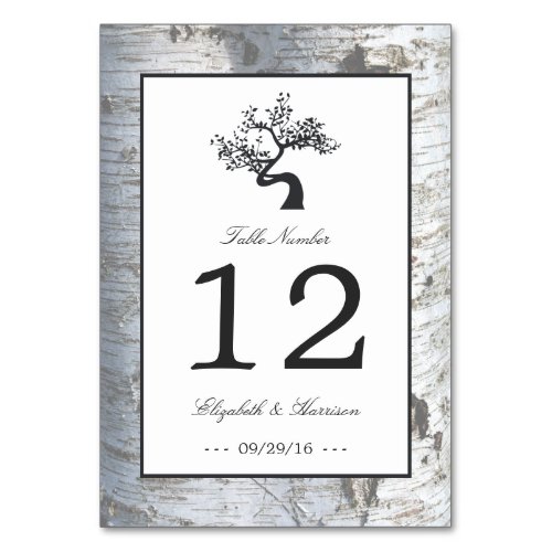 Rustic Silver Birch Tree Wedding Table No Table Number