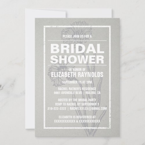 Rustic Silver Bridal Shower Invitations