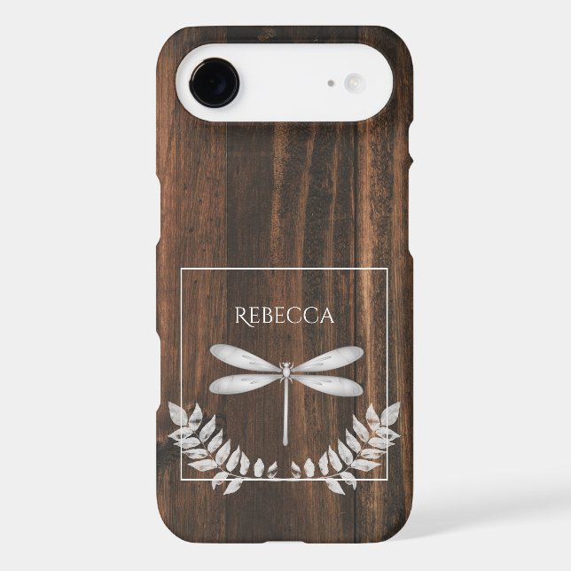 Rustic Silver Dragonfly Personalized Case-Mate iPhone Case (Back)