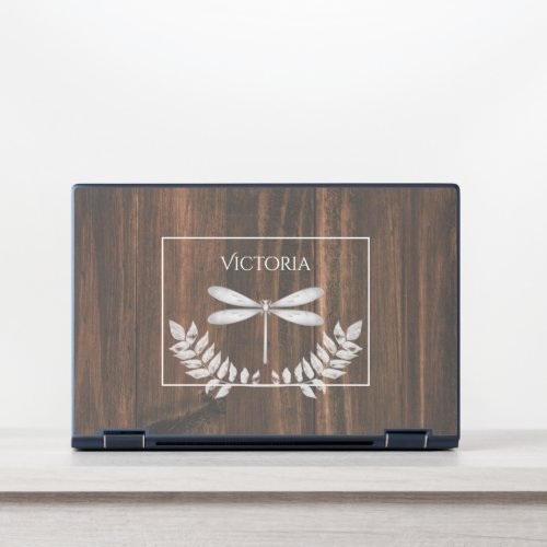 Rustic Silver Dragonfly Personalized HP Laptop Skin