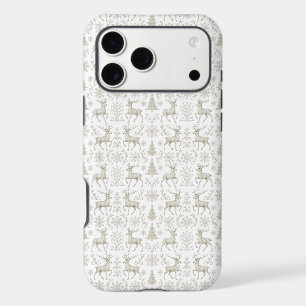 Rustic, Silver/White modern Christmas pattern iPhone 17 Pro Max Case